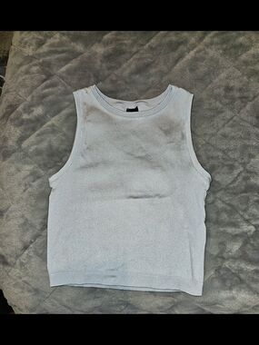 NWOT Express Women's Pale Blue Shimmer Ribbed Tank